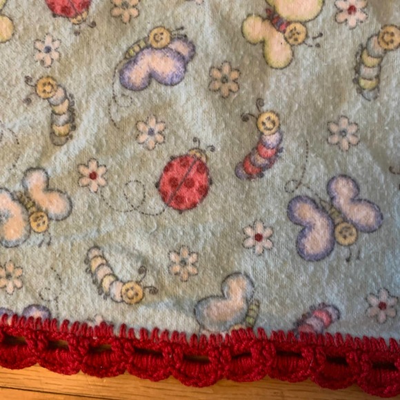 Bugs Butterfly Caterpillar Flowers Crochet Baby Security Blanket Lovey Red Blue - Picture 10 of 13